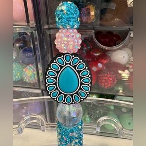 Handcrafted Turquoise Teardrop Statement Bead Beaded Pen